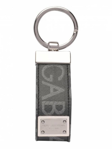 Jacquard Logo Patch Key Holder Black - DOLCE&GABBANA - BALAAN 1