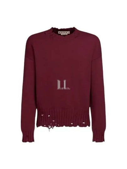 Embroided Logo Distressed Knit Top Red - MARNI - BALAAN 2