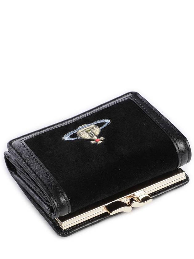 Velvet Small Frame Cotton Half Wallet Black - VIVIENNE WESTWOOD - BALAAN 6