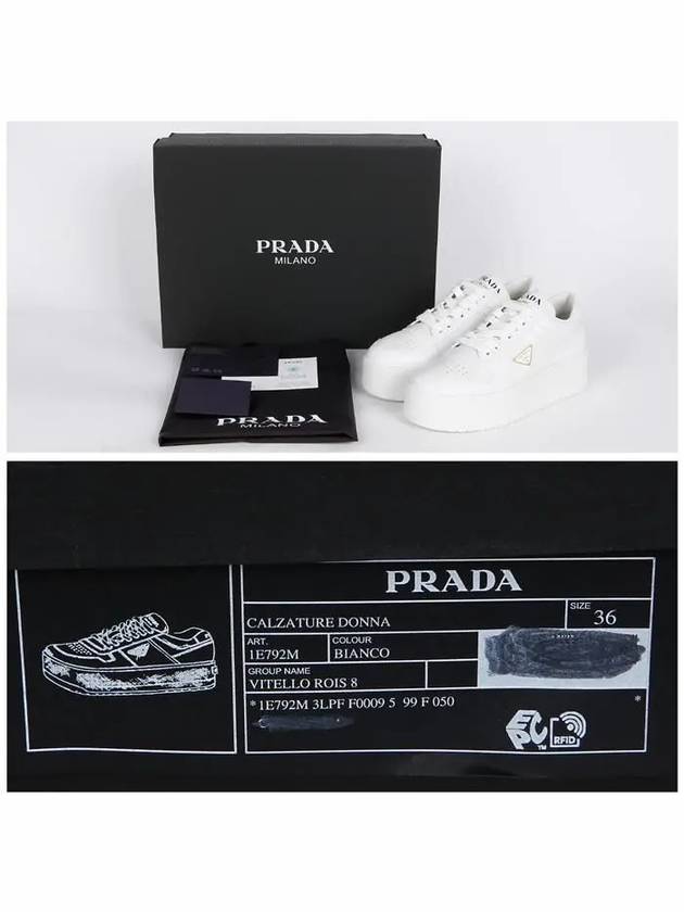 Downtown Bold Leather Low Top Sneakers White - PRADA - BALAAN 7