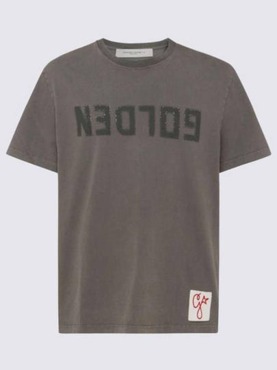 Golden Lettering Cotton Short Sleeve T-Shirt Olive Green - GOLDEN GOOSE - BALAAN 2