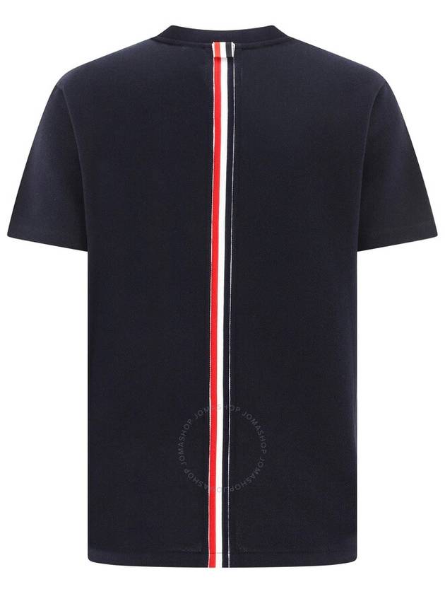 Center Back Stripe Classic Cotton Pique Relaxed Fit Short Sleeve T-Shirt Navy - THOM BROWNE - BALAAN 3