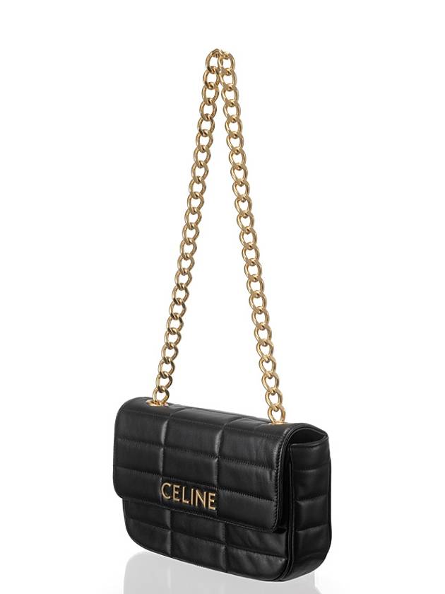 23FW Women's Logo Monochrome Matelasse Chain Shoulder Bag Black 111273E - CELINE - BALAAN 2