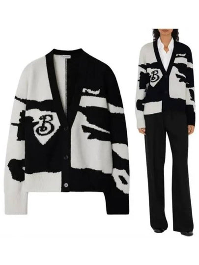 EKD V-Neck Cashmere Cardigan White Black - BURBERRY - BALAAN 2