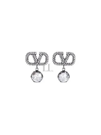 V Logo Signature Earrings Silver - VALENTINO - BALAAN 2