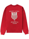 Athletic Team Crew Neck Cotton Sweatshirt Red - SPORTY & RICH - BALAAN 4