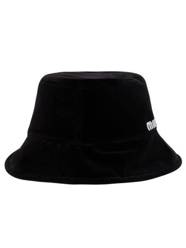 Embroidered Logo Cotton Bucket Hat Black - MIU MIU - BALAAN 3