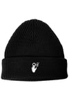 Hand Off Logo Wool Beanie Black - OFF WHITE - BALAAN.