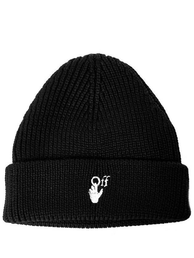 Hand Off Logo Wool Beanie Black - OFF WHITE - BALAAN 1