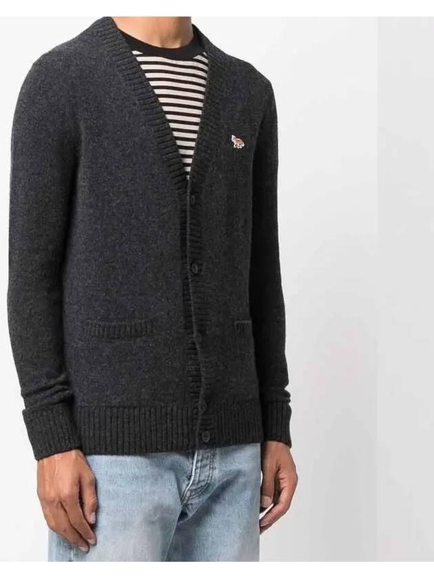 Baby Fox Patch Cosy Cardigan Dark Grey - MAISON KITSUNE - BALAAN 4