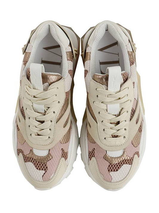 Camouflage Bounce Low-Top Sneakers White Pink - VALENTINO - BALAAN 2