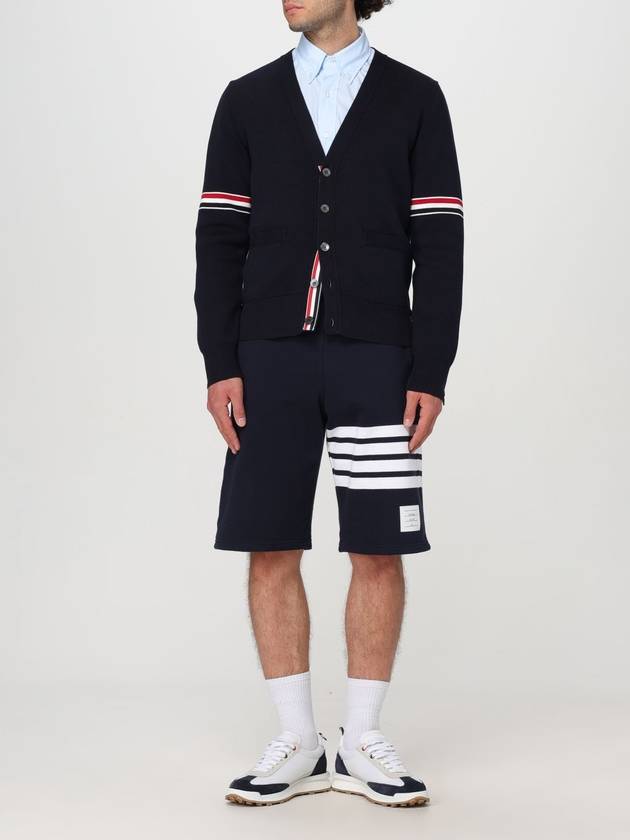 Milano Stitch Sprite Armband Cotton V-neck Cardigan Navy - THOM BROWNE - BALAAN 3