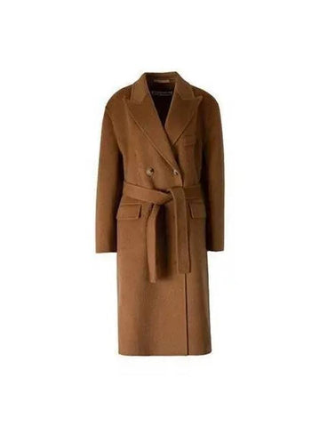 Women s Belted Double Texture Coat Charcoal Brown A90522 - ACNE STUDIOS - BALAAN 1