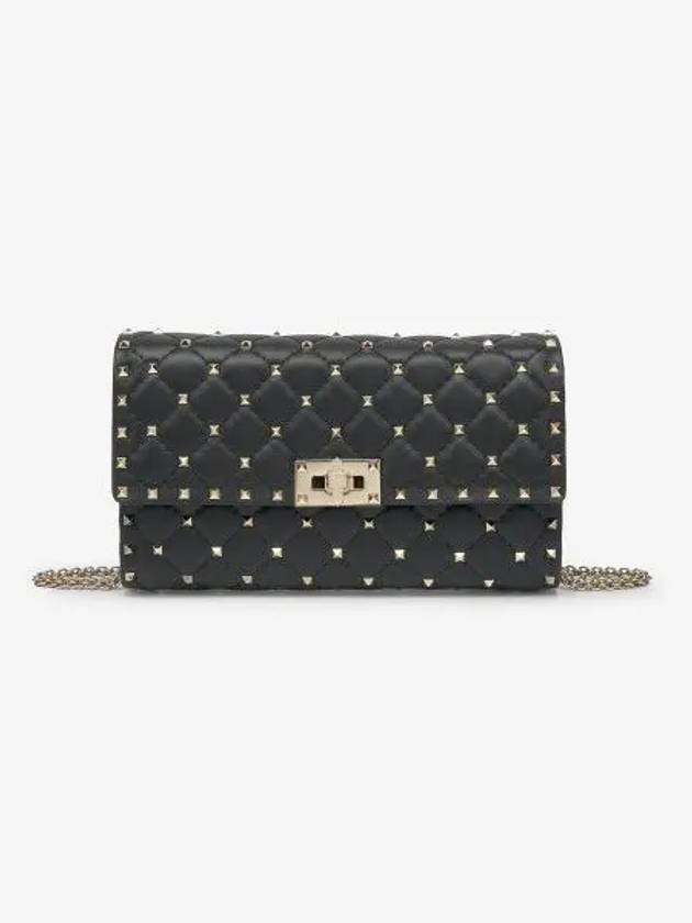 Rockstud Spike Leather Shoulder Bag Black - VALENTINO - BALAAN 2