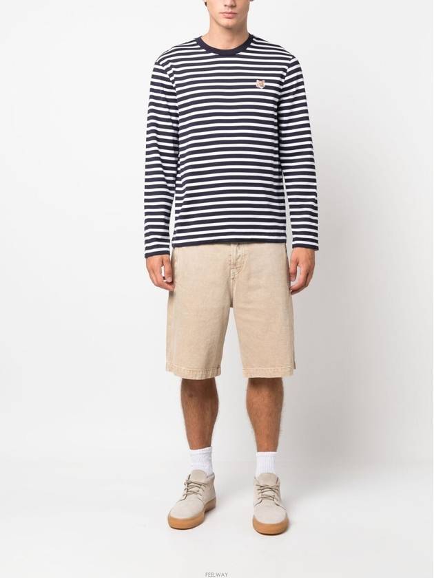 Fox Head Patch Regular Marin Long Sleeve T Shirt Navy Stripes - MAISON KITSUNE - BALAAN 4