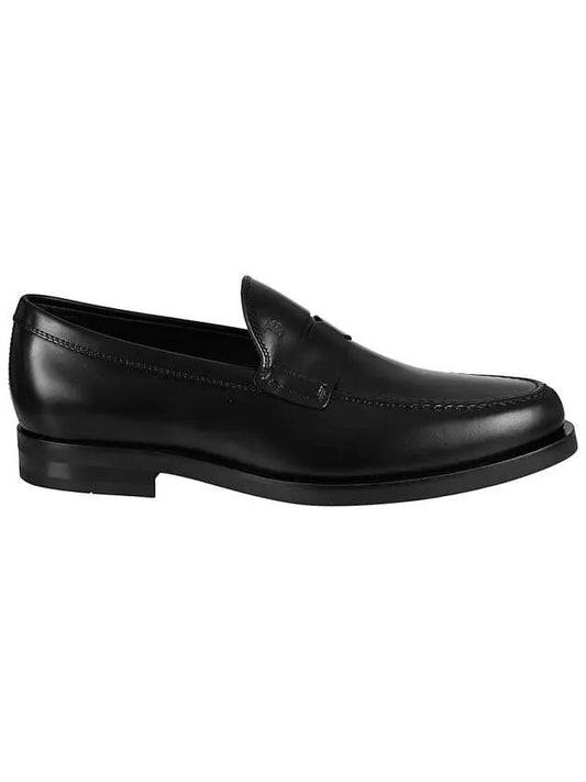 Men's Stamped Monogram Semi Glossy Leather Loafers Black - TOD'S - BALAAN 1
