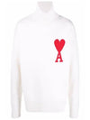 Heart Logo Knit Turtleneck White - AMI - BALAAN 3