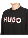 Crew Neck Logo Print Sweatshirt Black - HUGO BOSS - BALAAN 7