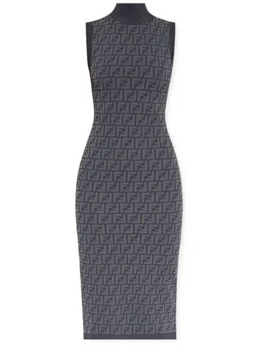 FF motif sleeveless midi dress blue - FENDI - BALAAN 2