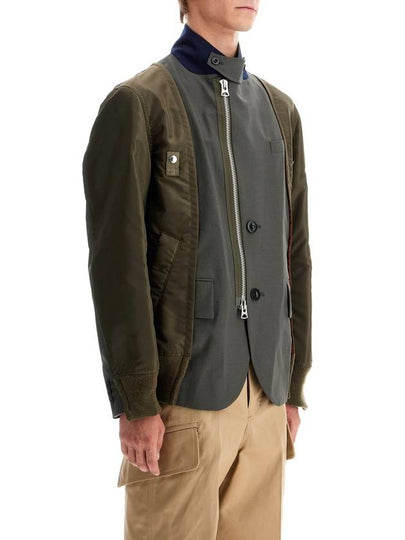 hybrid nylon and wool blend jacket. - SACAI - BALAAN 2