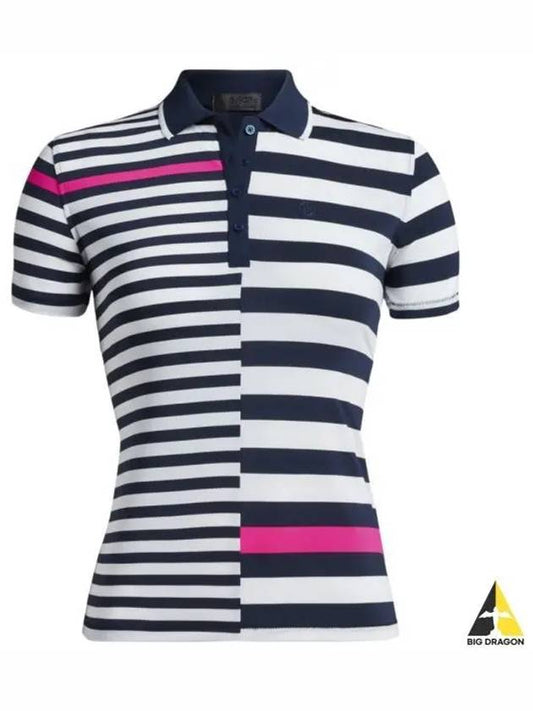 Women's Bold Stripe Golf PK Shirt White Navy - G/FORE - BALAAN 2