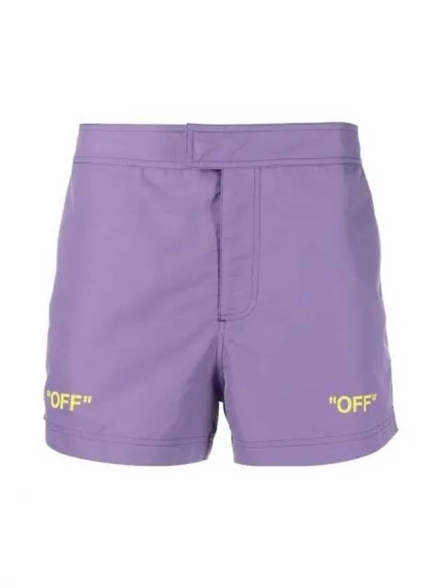 Logo Printing Swim Shorts Purple - OFF WHITE - BALAAN 2