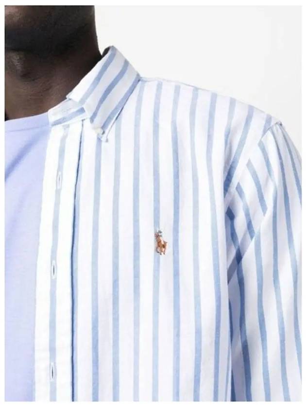 Men's Striped Custom Fit Long Sleeve Shirt Blue - POLO RALPH LAUREN - BALAAN 4