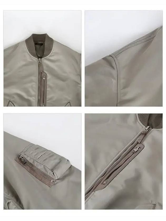 contrast trim bomber jacket beige - TOM FORD - BALAAN 5