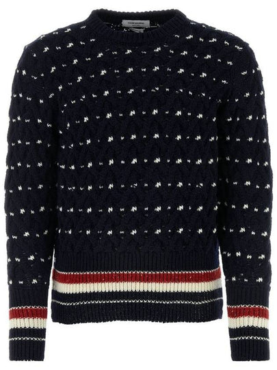 Wool Mohair Long Sleeve Knit Top Navy - THOM BROWNE - BALAAN 2