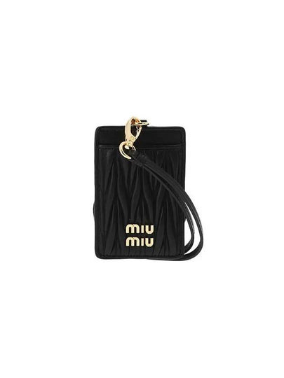 Gold Matelasse Leather Strap Card Wallet Black - MIU MIU - BALAAN 2