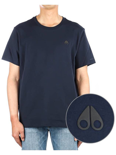 Satellite Logo Crew Neck Short Sleeve T-Shirt Navy - MOOSE KNUCKLES - BALAAN 2