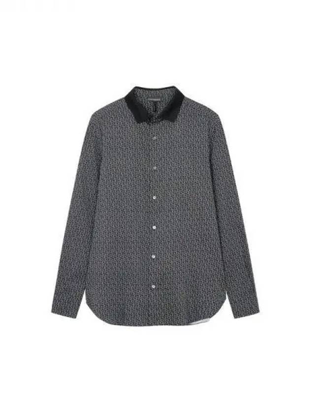 Men s patterned knit collar shirt dark navy 271379 - EMPORIO ARMANI - BALAAN 1