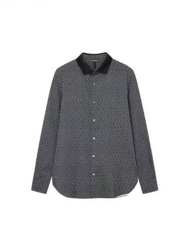 Men s patterned knit collar shirt dark navy 271379 - EMPORIO ARMANI - BALAAN 1