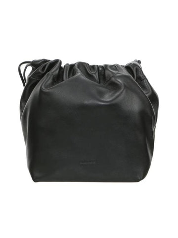 Drawstring Nappa Bucket Bag Black - JIL SANDER - BALAAN 1