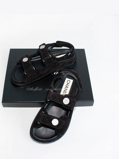 Suede Velcro Sandals Black - CHANEL - BALAAN 2