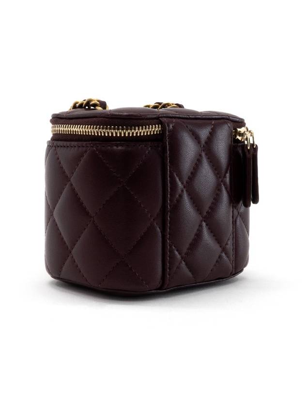 Gold Ball Vanity Bag Square Chain Small Burgundy AP1447 - CHANEL - BALAAN 8