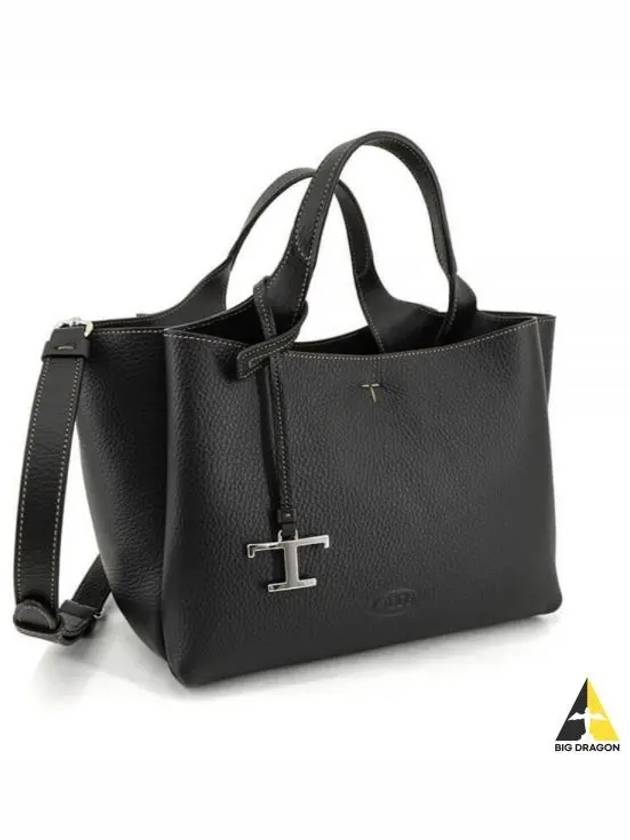 T Timeless Leather Small Tote Bag Black - TOD'S - BALAAN 2