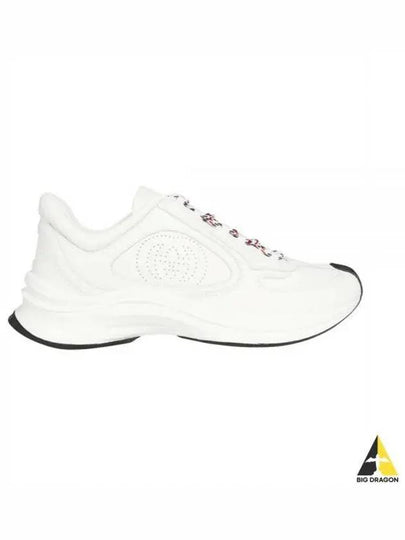 Run Embroidered Logo Lace-Up Leather Low Top Sneakers White - GUCCI - BALAAN 2