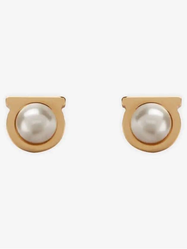 Gancini pearl earrings gold - SALVATORE FERRAGAMO - BALAAN 4