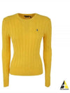 Embroidered Logo Pony Cable Knit Top Yellow - POLO RALPH LAUREN - BALAAN 2