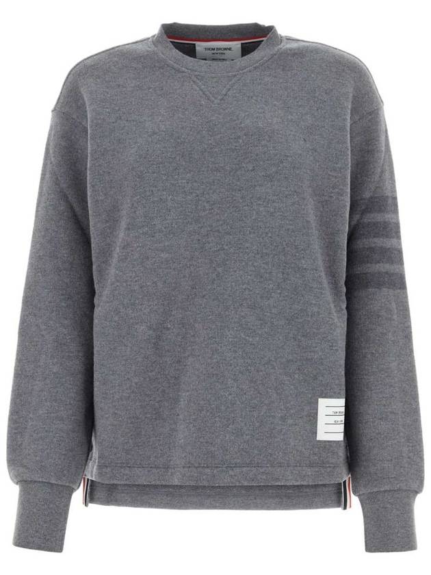 Women's Virgin Wool Loopback 4 Bar Crewneck Sweatshirt Grey - THOM BROWNE - BALAAN 2