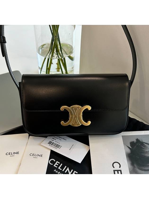 Claude Shiny Calfskin Shoulder Bag Black - CELINE - BALAAN 2