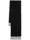 Paris Logo Patch Fringe Muffler Black - AMI - BALAAN 1