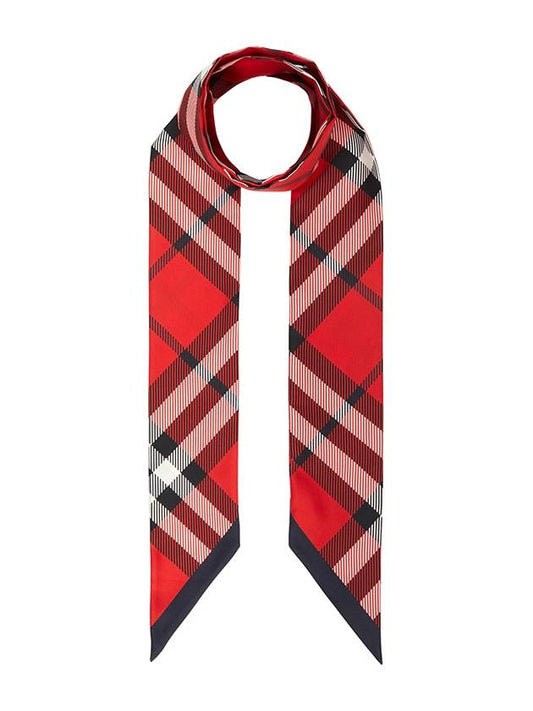 Check Pattern Silk Scarf Red - BURBERRY - BALAAN 2