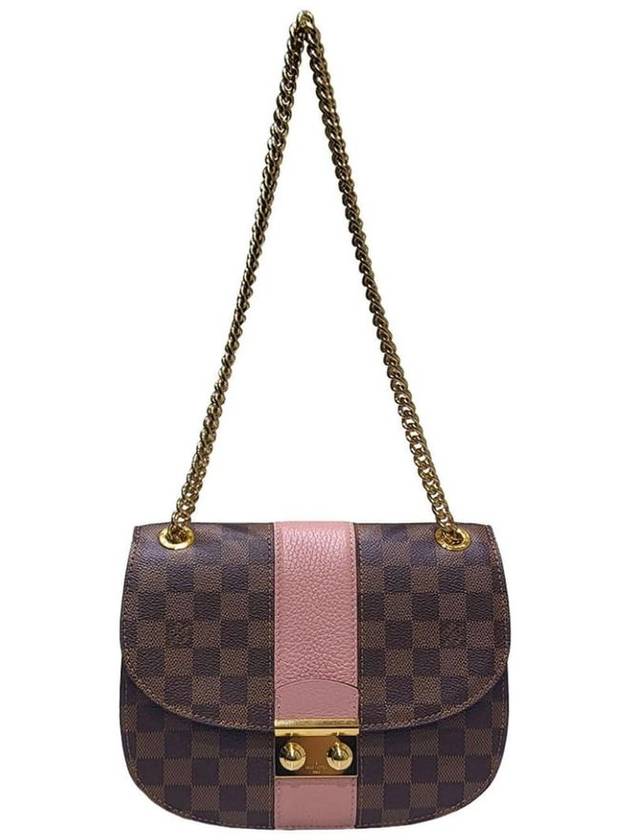 Women s N64418 Damier Eben White Pink Gold Chain Shoulder Bag Cross - LOUIS VUITTON - BALAAN 1