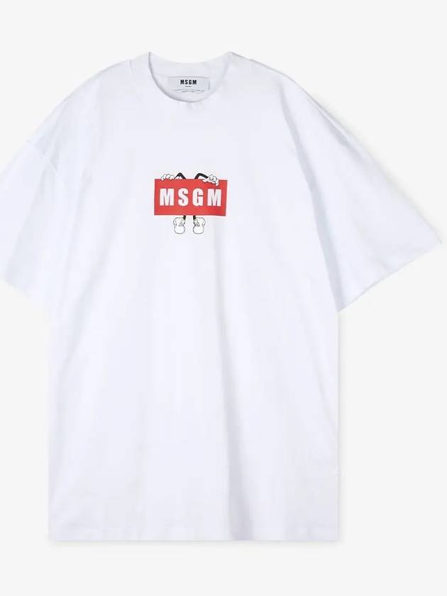 Cartoon Logo Print Short Sleeve T-Shirt White - MSGM - BALAAN.