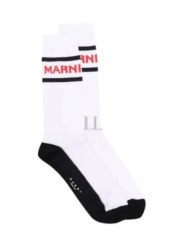 Logo Jacquard Stripe Socks White - MARNI - BALAAN 2