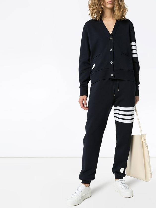 Women's Engineer 4 Bar Cotton Loopback Knit Track Pants Navy - THOM BROWNE - BALAAN 4