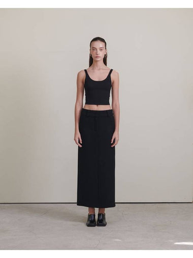 semi-low waist maxi wool skirt black - UNMUTE - BALAAN 1