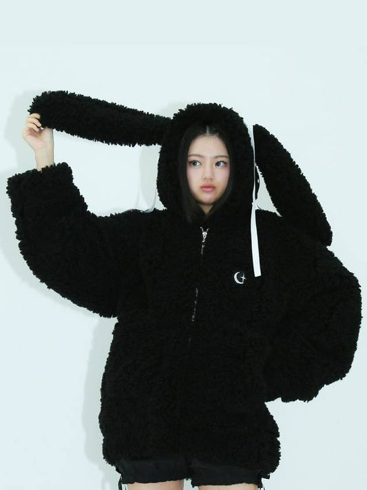 0 1 bunny fleece jacket BLACK - CLUT STUDIO - BALAAN 2